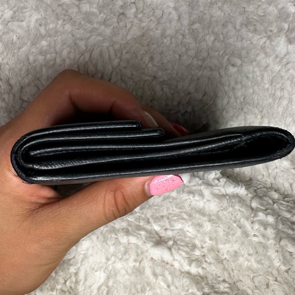 PRADA Logo Plate Tri-Fold Wallet Saffiano Leather Black Used Authentic - Picture 14 of 14